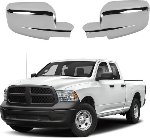 Linskip Driver and Passenger Side Mirror Covers Compatible with 2009-2018 RAM 1500 & 2019-2024 RAM 1500 Classic with Turn Signal Light Cutout, Door Mirror Bezel Caps Chrome in Kuwait