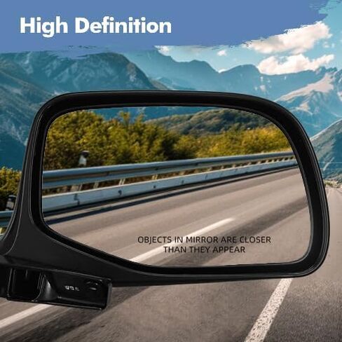 PM Auto Pair of 2 Left Driver Chrome/Flat-Right Passenger Side Chrome/Convex+Warning Manual Foldaway View Mirror Black Chrome For 1992-1996 Ford Bronco in Kuwait