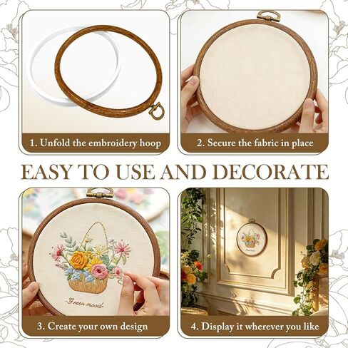 6 Pcs Embroidery Hoop Frame Set, Circle Hoop Ring Cross Stitch Hoop for Embroidery, Cross Stitch, Needlework, Art Craft Handy Sewing and Christmas Decoration (Size-6") in Saudi Arabia
