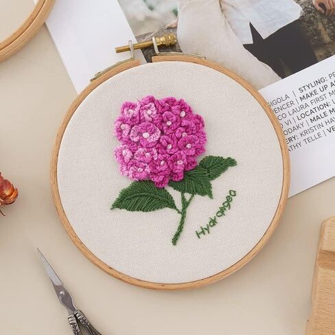 Daisy Flowers Embroidery Kit for Beginners Adult, Easy to Learn Floral Pattern Craft Kits Cross Stitch Kits with Embroidery Hoops, Crafts for Adults, DIY Needlework Gifts for Women Mom in Kuwait