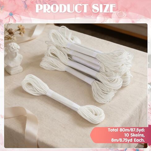10PCS 8.75 Yards White Glow in The Dark Embroidery Thread Neon Cross Stitch Polyester Strings for Beginners Luminous Cross Stitch Yarn for Sewing Patterns Crochet Crafts DIY Accessories in Saudi Arabia
