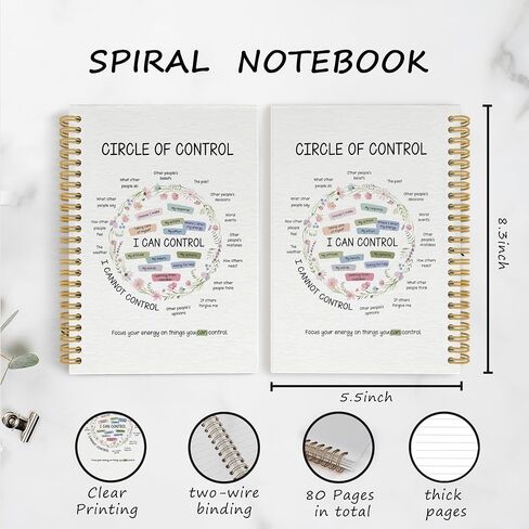 YLZlhb Mental Health Spiral Notebook Journal, Circle of Control Therapy Notebooks for Note Taking, Inspirational Gifts for Women, Therapy Therapist Gifts Hardcover Spiral Journal 5.5x8.3 Inches in Kuwait