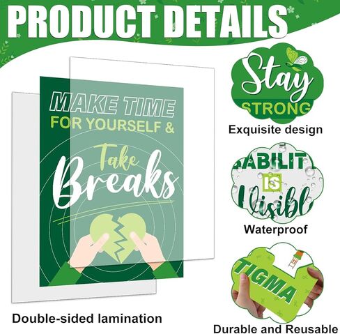 gisgfim 13Pcs Mental Health Awareness Posters for Classroom Decoration Motivational Therapy Offices Decor Mental Health Ribbon Bulletin Board for Positive Affirmation Student Nurse Wall Supplies in Kuwait