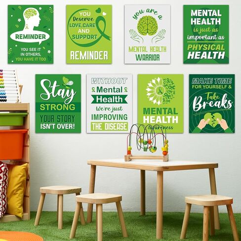 gisgfim 13Pcs Mental Health Awareness Posters for Classroom Decoration Motivational Therapy Offices Decor Mental Health Ribbon Bulletin Board for Positive Affirmation Student Nurse Wall Supplies in Kuwait