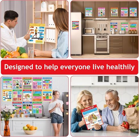 13Pcs Health Lifestyles Posters for Classroom Health and Physical Educational Learning Materials Fitness Food Chart Nutrition Sports Wall Art for Back to School Student Teacher Home Kitchen Wall Decor in Saudi Arabia