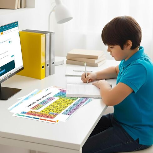 JELLY BEAN GENIUS Periodic Table of Elements Reference Chart – Laminated, Double-Sided 3-Ring Binder Insert (8.5 x 11 Inches) – Color-Coded Chemistry Table with Pictures for Classroom, Middle School & Homeschool in Saudi Arabia