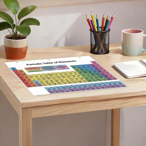 JELLY BEAN GENIUS Periodic Table of Elements Reference Chart – Laminated, Double-Sided 3-Ring Binder Insert (8.5 x 11 Inches) – Color-Coded Chemistry Table with Pictures for Classroom, Middle School & Homeschool in Saudi Arabia