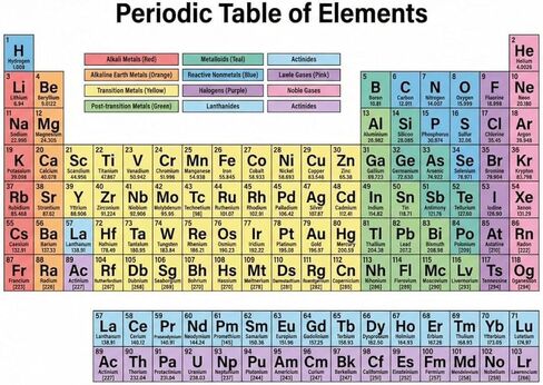 JELLY BEAN GENIUS Periodic Table of Elements Reference Chart – Laminated, Double-Sided 3-Ring Binder Insert (8.5 x 11 Inches) – Color-Coded Chemistry Table with Pictures for Classroom, Middle School & Homeschool in Saudi Arabia
