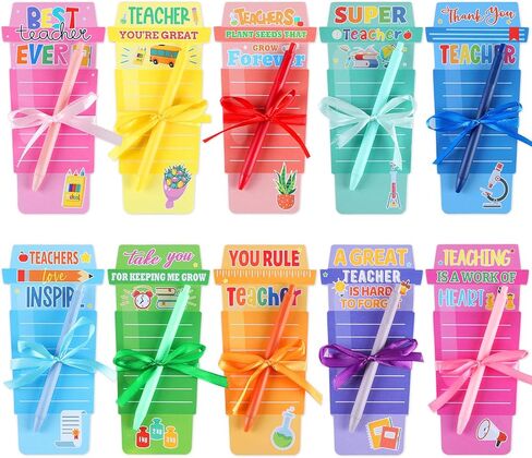 Qyeahkj 10 Sets Teacher Coffee Cup Notepad with Pen, Teacher Appreciation Personalized Sticky Notes Teacher Gifts Bulk, Large Do List Note Thank You Teacher's Day Gift Office School Classroom Supplies in Kuwait