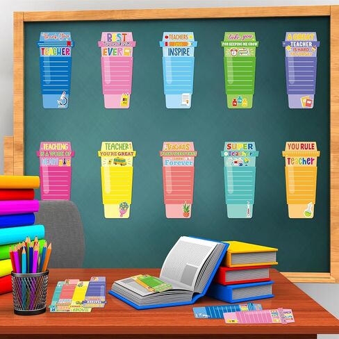 Qyeahkj 10 Sets Teacher Coffee Cup Notepad with Pen, Teacher Appreciation Personalized Sticky Notes Teacher Gifts Bulk, Large Do List Note Thank You Teacher's Day Gift Office School Classroom Supplies in Kuwait