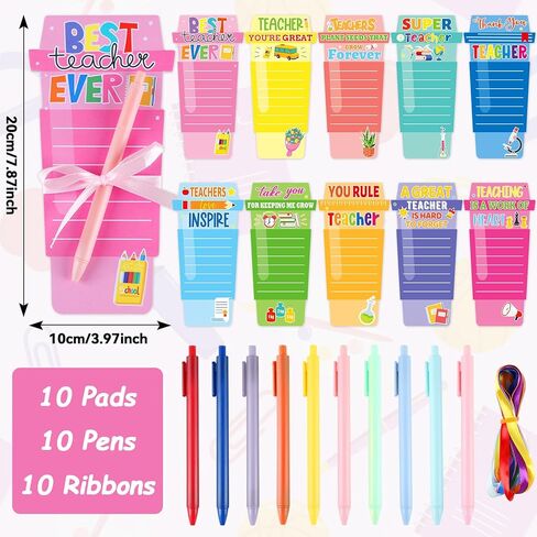 Qyeahkj 10 Sets Teacher Coffee Cup Notepad with Pen, Teacher Appreciation Personalized Sticky Notes Teacher Gifts Bulk, Large Do List Note Thank You Teacher's Day Gift Office School Classroom Supplies in Kuwait