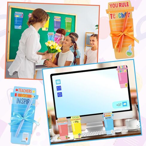 Qyeahkj 10 Sets Teacher Coffee Cup Notepad with Pen, Teacher Appreciation Personalized Sticky Notes Teacher Gifts Bulk, Large Do List Note Thank You Teacher's Day Gift Office School Classroom Supplies in Kuwait