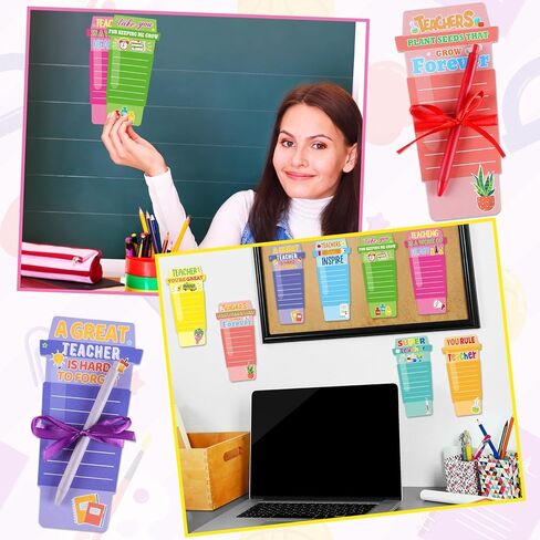 Qyeahkj 10 Sets Teacher Coffee Cup Notepad with Pen, Teacher Appreciation Personalized Sticky Notes Teacher Gifts Bulk, Large Do List Note Thank You Teacher's Day Gift Office School Classroom Supplies in Kuwait