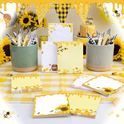 Geyoga 24 Pcs Bee Sticky Notes with Pens - Bee Themed Gift Stationery Set Cute Self Adhesive Notepads Honey Memo Notes Ballpoint Pens for School Office Home Teachers Party Supplies in Kuwait
