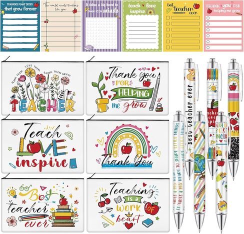 36 Pcs Teacher Makeup Bags Appreciation Gifts Cosmetic Bags Funny Sticky Notes Teacher Pens Self-Stick Notes Thank You Gifts for School Coworker Employee Office Supplies in Saudi Arabia