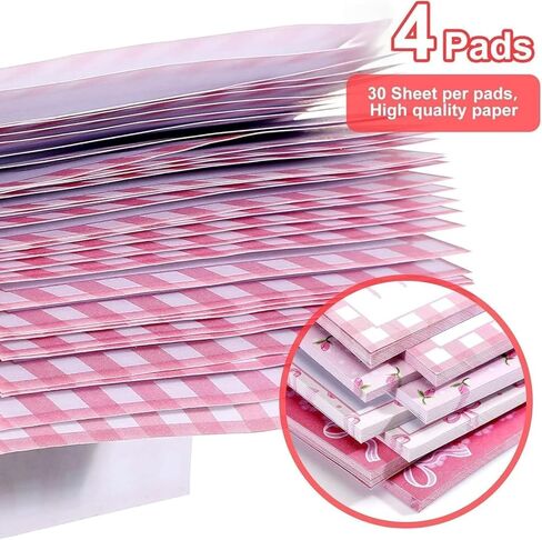 4 وسادات ملاحظات لاصقة وردية مقاس 3 × 3 بوصة (120 ورقة) لوحات مذكرة على شكل فيونكة لطيفة على شكل شريط كوكيت للنساء واللوازم المكتبية (وردي) in Kuwait