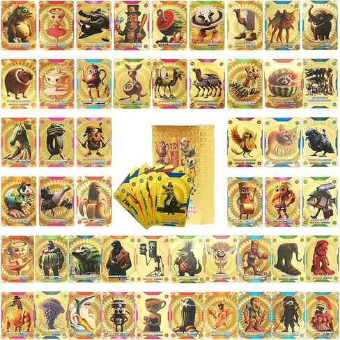 56 PCS Gold Italian Brainrot Cards - Gold Foil Meme Trading Cards Collection - Viral Steal a Brainrot Card Pack for Collectors & Fans - Unique Birthday Gifts & Social Media Prop in Kuwait