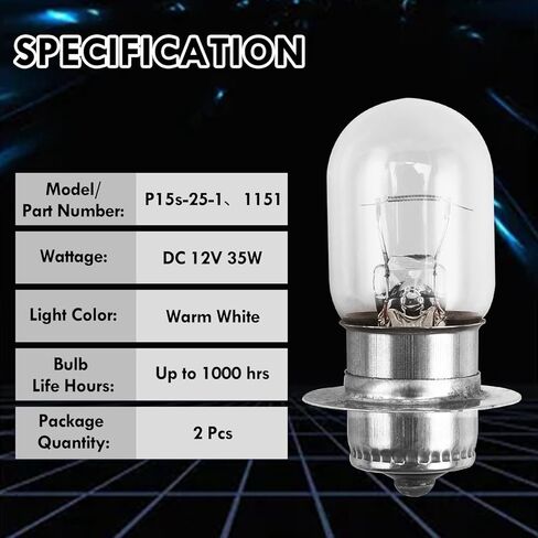 1151 P15S Halogen Bulbs 12V 35W P15S-25-1 for ATV UTV Scooter Moped Motorcycle Golf cart Replacement Lamp, 2 Pcs in Saudi Arabia