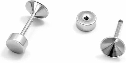 20pcs Silver 1.0MM x 5MM Round Cake Earrings Backs Stainless Steel Secure and Comfortable Stud Screw Backs Jewelry Making in Kuwait