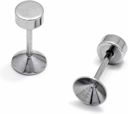 20pcs Silver 1.0MM x 5MM Round Cake Earrings Backs Stainless Steel Secure and Comfortable Stud Screw Backs Jewelry Making in Kuwait