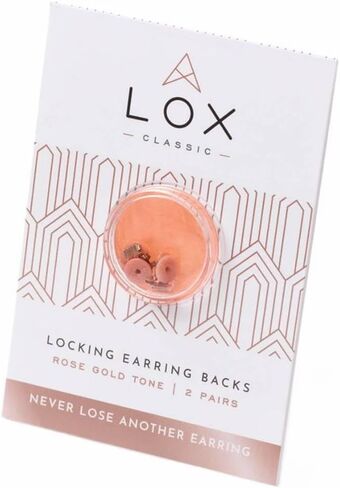 LOX Women's Secure Earring Backs - for All Types of Earrings - Easy to Adjust, Hypoallergenic, Safe and Easy to Use Earring Backs Replacements - 2 Pairs (Rose Gold) in Kuwait