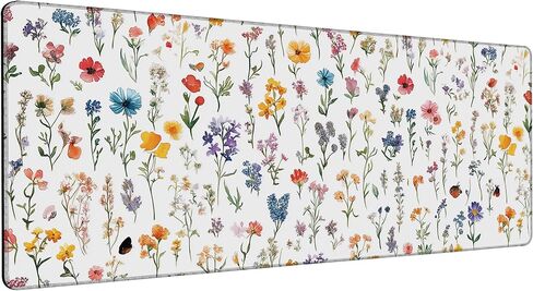 Large Gaming Mouse Pad Wild Flower Desk Mat,Non-Slip Rubber Base Stitched Edges,Extended Mousepad for PC,Laptop,Office,Home Decor(31.5 x 11.8 Inch) in Saudi Arabia
