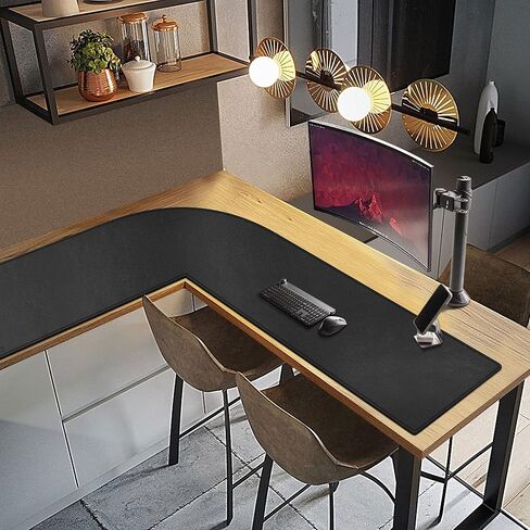 Cacoy 54" x 59" L-Shaped Desk Pad, PU Leather Corner Desk Mat, L Shape Gaming Computer Mouse Pad, Waterproof Office Writing Mat, Corner Mouse Mat for L Shape Computer Desk, Black in Saudi Arabia