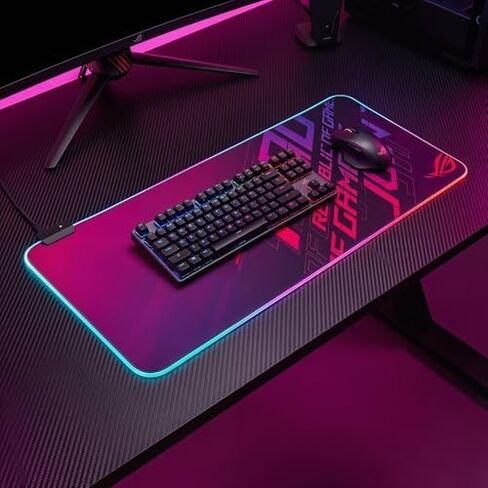Luminous RGB Gaming Desk Mat, Large Mouse Pad, Wear-Resistant Non-Slip Pad, PC Accessory,27.58"x11.82" in Kuwait