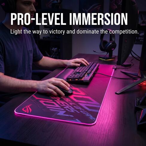 Luminous RGB Gaming Desk Mat, Large Mouse Pad, Wear-Resistant Non-Slip Pad, PC Accessory,27.58"x11.82" in Kuwait