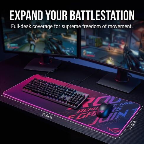 Luminous RGB Gaming Desk Mat, Large Mouse Pad, Wear-Resistant Non-Slip Pad, PC Accessory,27.58"x11.82" in Kuwait