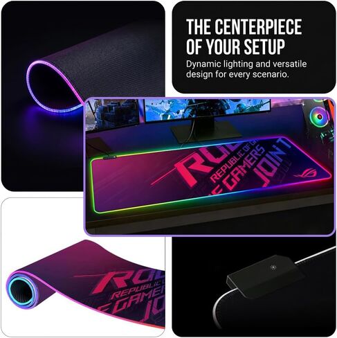 Luminous RGB Gaming Desk Mat, Large Mouse Pad, Wear-Resistant Non-Slip Pad, PC Accessory,27.58"x11.82" in Kuwait