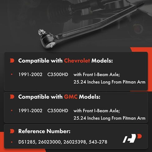 A-Premium Front Outer Right Tie Rod End, Compatible with Chevrolet C3500HD 1991-2002 & GMC C3500HD 1991-2002 in Kuwait