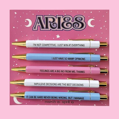 5pcs Funny Gemini Pens - 12 Constellation Birthday Gift, Office School Writing Pens for Friends and Colleague, Smooth Writing, Quick Drying Black Ink (Gemini) in Kuwait