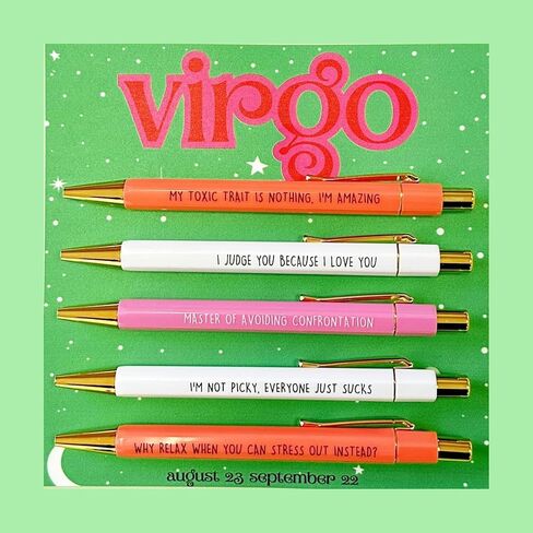 5pcs Funny Gemini Pens - 12 Constellation Birthday Gift, Office School Writing Pens for Friends and Colleague, Smooth Writing, Quick Drying Black Ink (Gemini) in Kuwait