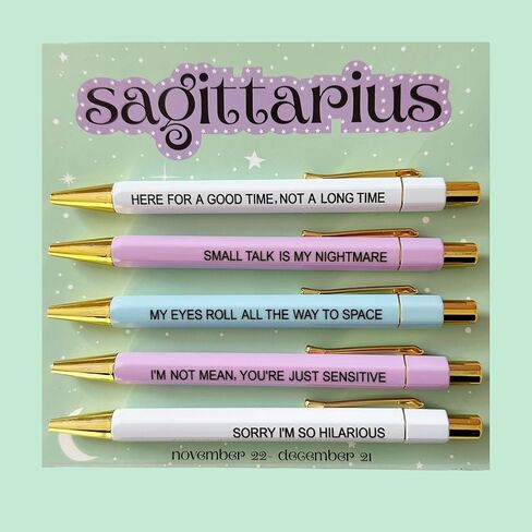 5pcs Funny Gemini Pens - 12 Constellation Birthday Gift, Office School Writing Pens for Friends and Colleague, Smooth Writing, Quick Drying Black Ink (Gemini) in Kuwait