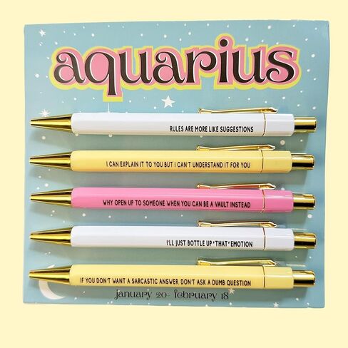 5pcs Funny Gemini Pens - 12 Constellation Birthday Gift, Office School Writing Pens for Friends and Colleague, Smooth Writing, Quick Drying Black Ink (Gemini) in Kuwait