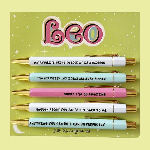 5pcs Funny Gemini Pens - 12 Constellation Birthday Gift, Office School Writing Pens for Friends and Colleague, Smooth Writing, Quick Drying Black Ink (Gemini) in Kuwait