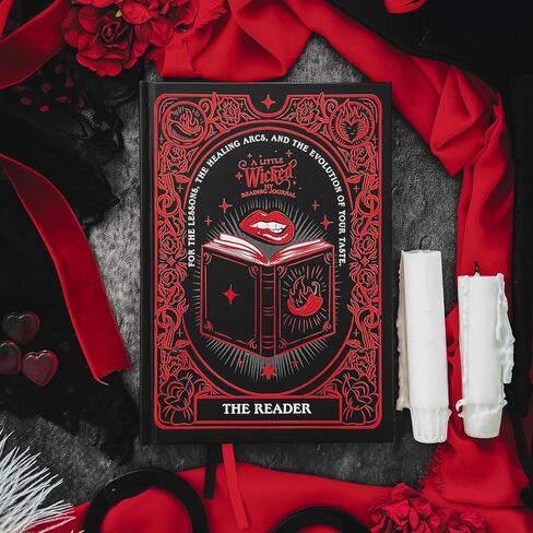 مجلة ConQuest Journal A Little Wicked Dark Romance Reading Journal، غلاف مقوى، غلاف مسطح، أكثر من 260 صفحة مراجعة، ورقة ملصقات كتابية، تفاصيل رقائق حمراء، حواف مرشوشة، 2 إشارة مرجعية شريطية، 8 بوصة × 6.5 بوصة in Kuwait