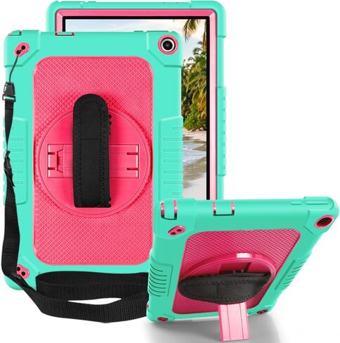 for Walmart ONN 10.1 Inch Tablet Case Gen 3 2022(Model:100071485),Shockproof Kids Friendly Armor Case 360 Kickstand Shoulder Hand Strap Shell,for Walmart Onn 10.1 Inch 3nd Gen (Green/Pink) in Saudi Arabia
