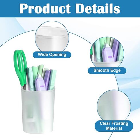 40 Pack Pen Holders Pencil Cups for Desk Organizers and Storage Plastic Matte Translucent Office Home Supplies, 3.62 x 2.8 x 2.8 Inches in Saudi Arabia
