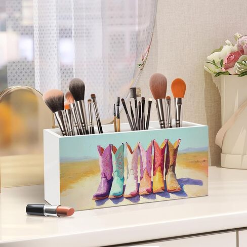 Western Cowgirl Boots Pen Holder, Rustic Country Western Office Pen Pencil Holder Organizer for Desk Accessories, Cowgirl Gifts Wooden Box Desk Decor for Home Office Desk Decorations in Saudi Arabia