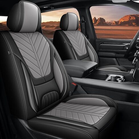 for Dodge RAM 1500 2500 3500 Seat Covers 2012-2025 2026 Bighorn Laramie Tradesman and More Trims Crew Cab Leather Seat Protector (5 Seats, Black & Grey) in Saudi Arabia