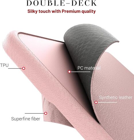 حافظة Batianda Premium PU من الجلد لجهاز MacBook Pro الجديد 13 بوصة 2020 2022 موديل A2338 M2 A2251 A2289 حامل مغناطيسي قابل للطي (يحمل 20 رطلاً) وبطانة من الألياف الدقيقة - غطاء واقٍ للأعمال، وردي in Kuwait