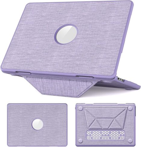 حافظة Batianda Premium PU من الجلد لجهاز MacBook Pro الجديد 13 بوصة 2020 2022 موديل A2338 M2 A2251 A2289 حامل مغناطيسي قابل للطي (يحمل 20 رطلاً) وبطانة من الألياف الدقيقة - غطاء واقٍ للأعمال، وردي in Kuwait