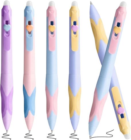 12Pcs Retractable Erasable Gel Pens, Fine Point 0.5mm Blue Ink Pen with Eraser，Comfort Grip for Smooth Writing Note Taking Marking Planner Crossword Puzzles (Blue Ink) in Saudi Arabia