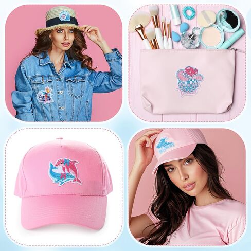 50 Pcs Coastal Cowgirl Iron on Patches for Hats Summer Ocean Embroidered Iron on Blue Patches for Girls Beach Holiday Heat Press Patch for Trucker Hat, Clothes, Jeans, Beach Bags DIY Craft in Kuwait