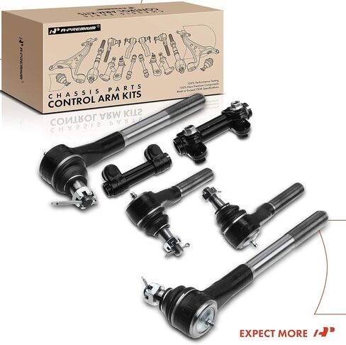 A-Premium Set of 6, Front Inner & Outer Tie Rod End Kit, Compatible with Dodge Ram 1500 2000-2001, Ram 2500 2000-2002, Ram 3500 2000-2002, RWD Only in Kuwait