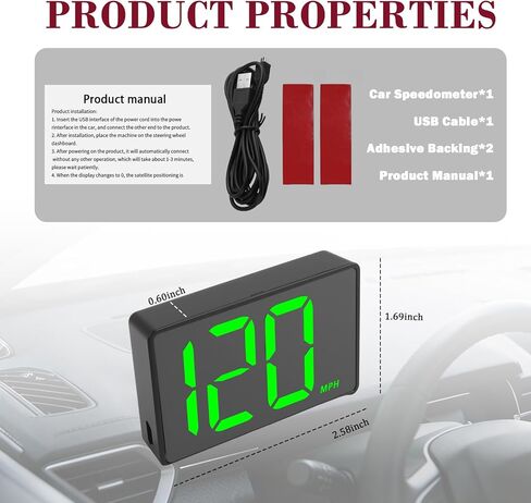 GPS Speedometer MPH with HD Large Font Display,USB Plug & Play Digital Speedometer for Car with USB Port Connection,Portable Car Speedometers Automotive Accessories in Kuwait