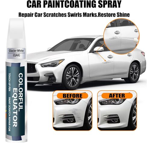 Car Touch up Paint(QAK Glacier White) Compatible with INFINITI, Car Paint Pen Scratch Repair Two-In-One Touch Up Paint, Premium Car Scratch Remover for Deep Scratches in Saudi Arabia