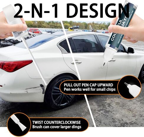Car Touch up Paint(QAK Glacier White) Compatible with INFINITI, Car Paint Pen Scratch Repair Two-In-One Touch Up Paint, Premium Car Scratch Remover for Deep Scratches in Saudi Arabia